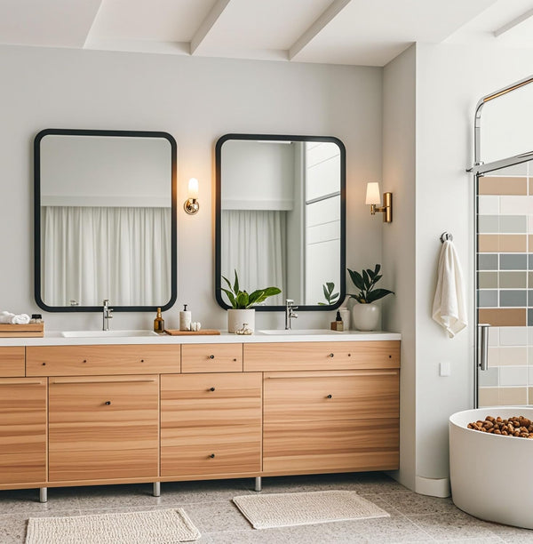 20x24 Black Rectangle Bathroom Mirrors for Over Sink, Bathroom Vanity Mirror for Wall, Black Metal Frame Rectangular Mirror for Restroom Powder Room Toilet, Shatterproof, Tempered Glass 1961