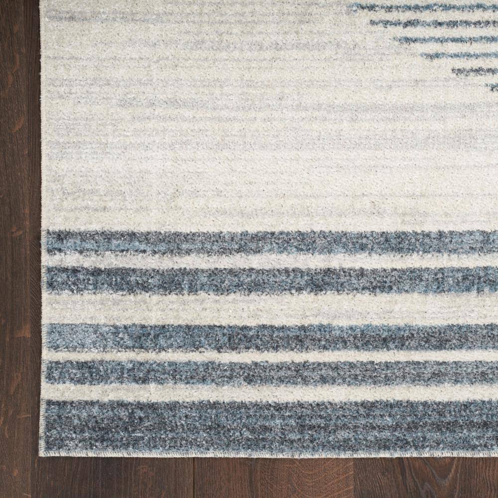 Astra Machine Washable Ivory Blue 8 ft. x 10 ft. Linear Contemporary Area Rug - E2 - 225