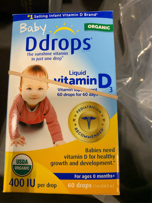 (Lot of 2) Ddrops Baby Vitamin D 400 IU Organic Liquid Drops - 0.06 fl oz - B7-0400 -B7-0403 -F6-0831 -B5-1088