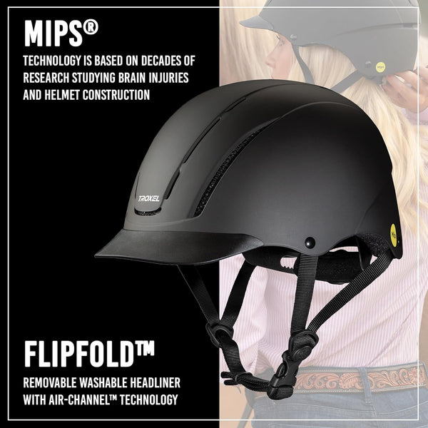 Troxel Spirit with MIPS Technology Full Coverage Horse Riding Helmet, Horseback Riding Gear for Equestrians, Extra Small/Youth (6-1/4-6-1/2), Black Duratec - c13 - 1539