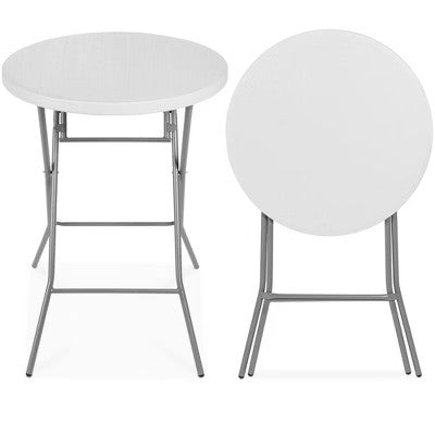 Best Choice Products 32in Bar Height Folding Table, Indoor Outdoor Accessory w/ Thick Table Top, 330lb Capacity - White - J2 - 26
