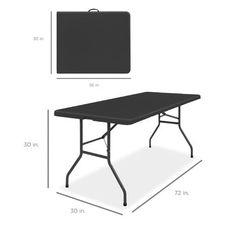 Best Choice Products 6ft Plastic Folding Table, Indoor Outdoor Heavy Duty Portable w/ Handle, Lock for Picnic - Black 1254b