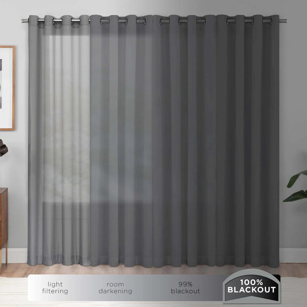 eclipse Kira Herringbone Absolute Zero 100% Blackout 1-Panel Window Curtain -C10-1271 -A11-1272