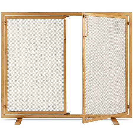 Best Choice Products 38.5x31in 2-Door Fireplace Screen, Handcrafted Wrought Iron Spark Guard w/ Magnetic Doors - Gold - H7 - 1074