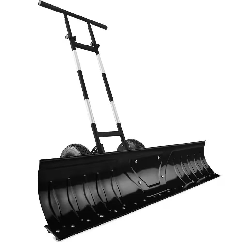 Best Choice Products 51in. Steel Handle Metal Blade Black Snow Pusher Shovel with Blade Angle, Reflective Tape and Adjustable Handle - F3 - 1598