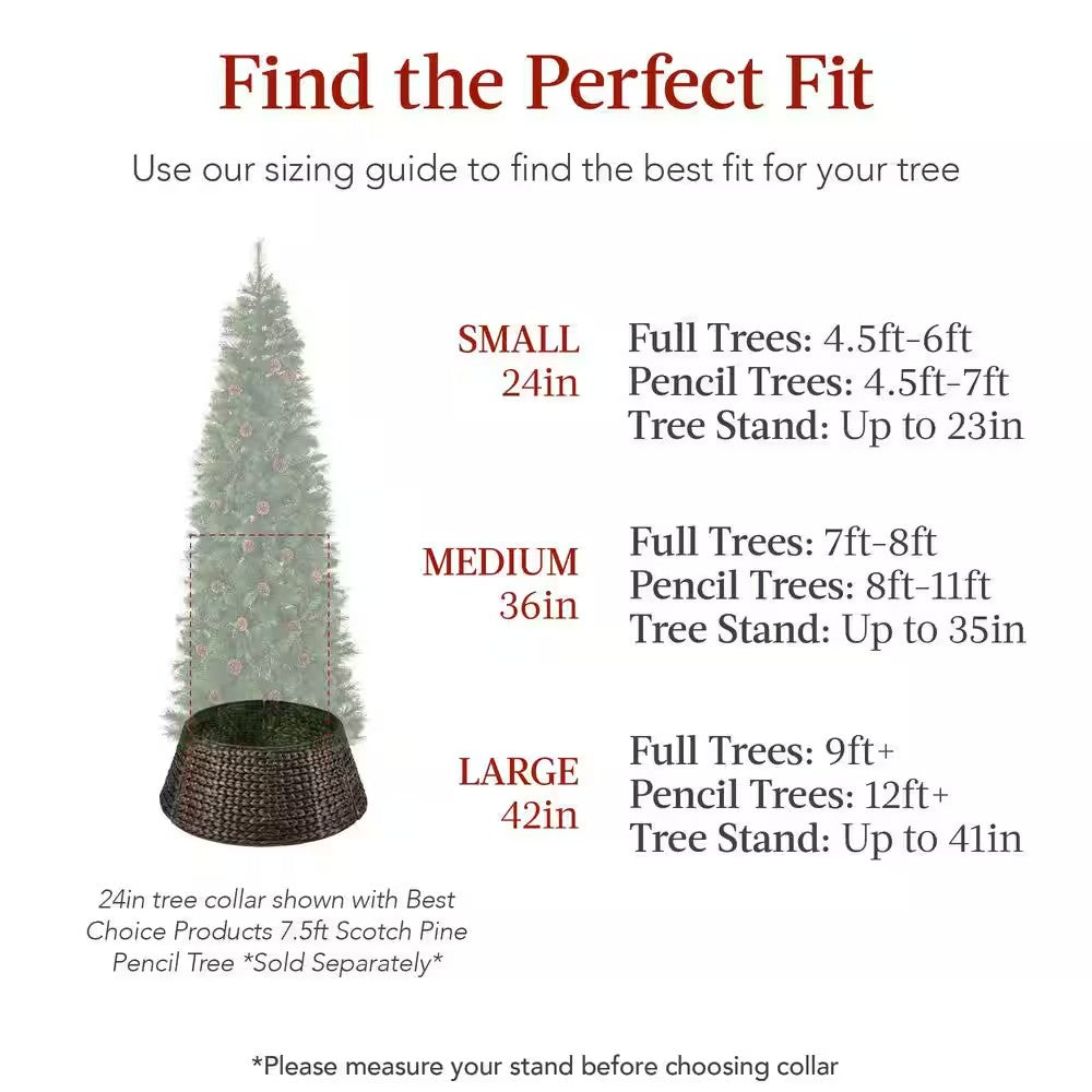 24 in. Chestnut Woven Hyacinth Christmas Cellulose Tree Collar with Cord Cut-Out - E8 - 1043