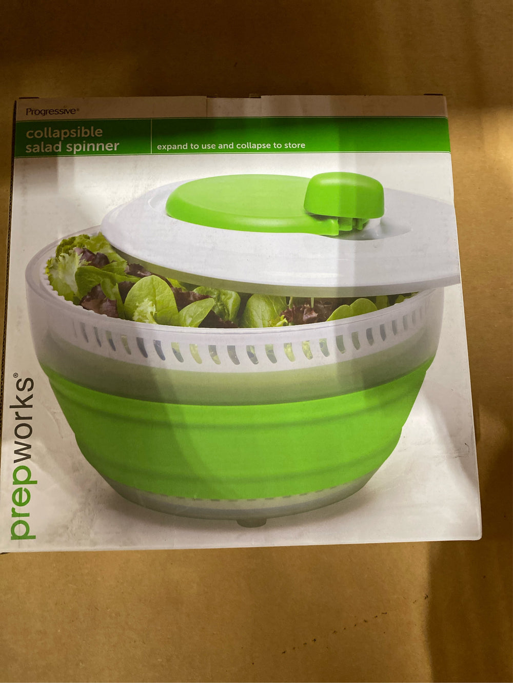 Progressive Prepworks Green/White Plastic Collapsible Salid Spinner 3 quite - F5 - 1765