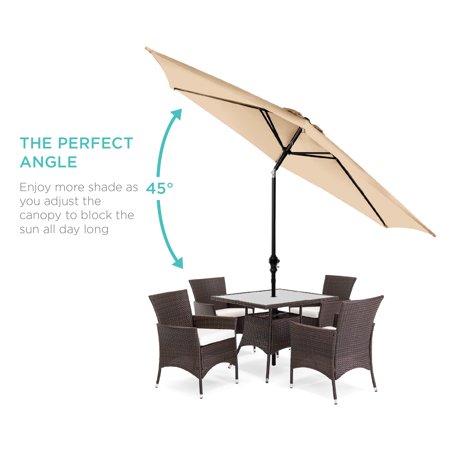 Best Choice Products 10ft Outdoor Steel Market Patio Umbrella w/ Crank, Tilt Push Button, 6 Ribs - Sand - E3 - 964