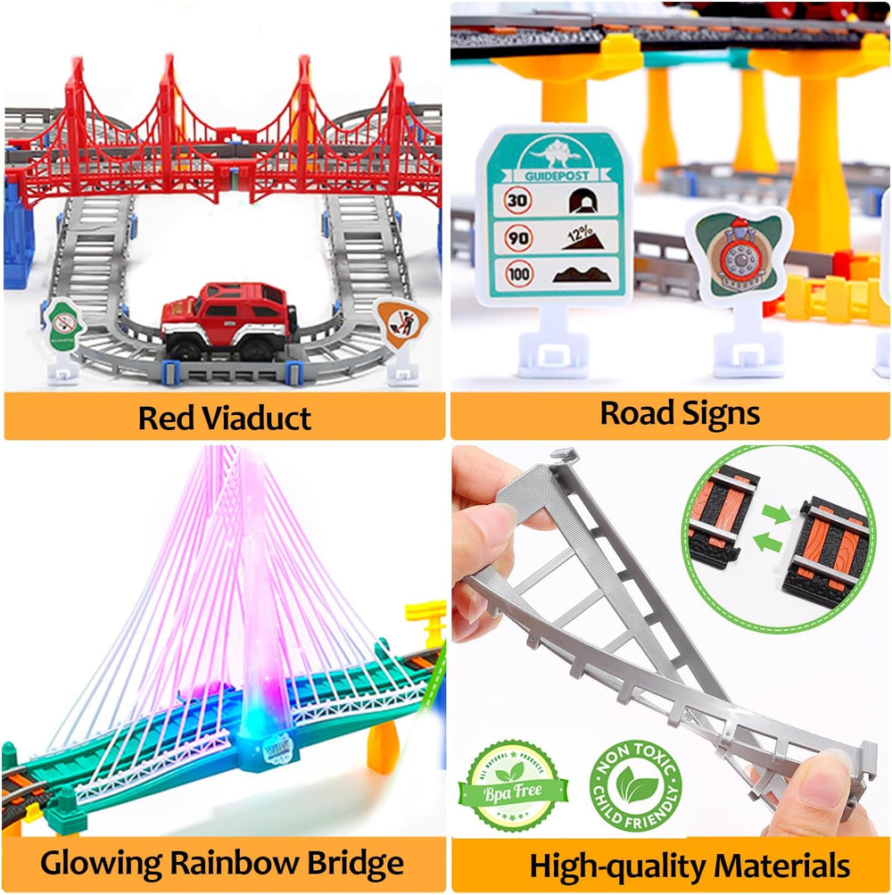Electric Toddler Train Set Toy, Battery Powered Railway Train Track Toy Playset for Kids Ages 3 4 5, Boys and Girls 1290