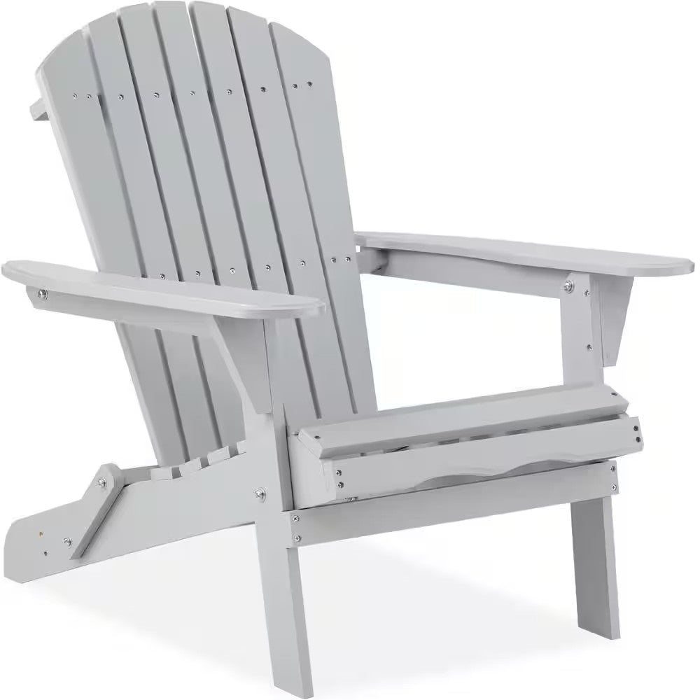 Best Choice Products Gray Folding Wood Outdoor Adirondack Chair Set of 1 -C5-0409