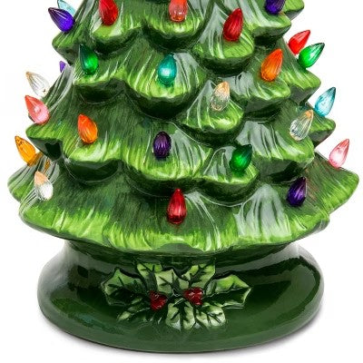 Best Choice Products 15in Pre-Lit Hand-Painted Ceramic Tabletop Christmas Tree w/ 64 Lights - Green - F10 - 1060