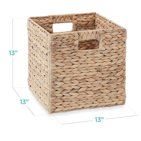 Best Choice Products 13x13in Hyacinth Storage Baskets, Set of 5 Multipurpose Collapsible Organizers - White - B11 - 1483