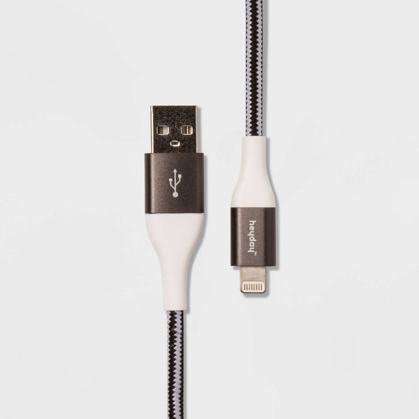 Pack of 2 - 10' Lightning to USB-a Braided Cable - Heyday  Black/White/Gunmetal - F3 - 816 -F9-1862