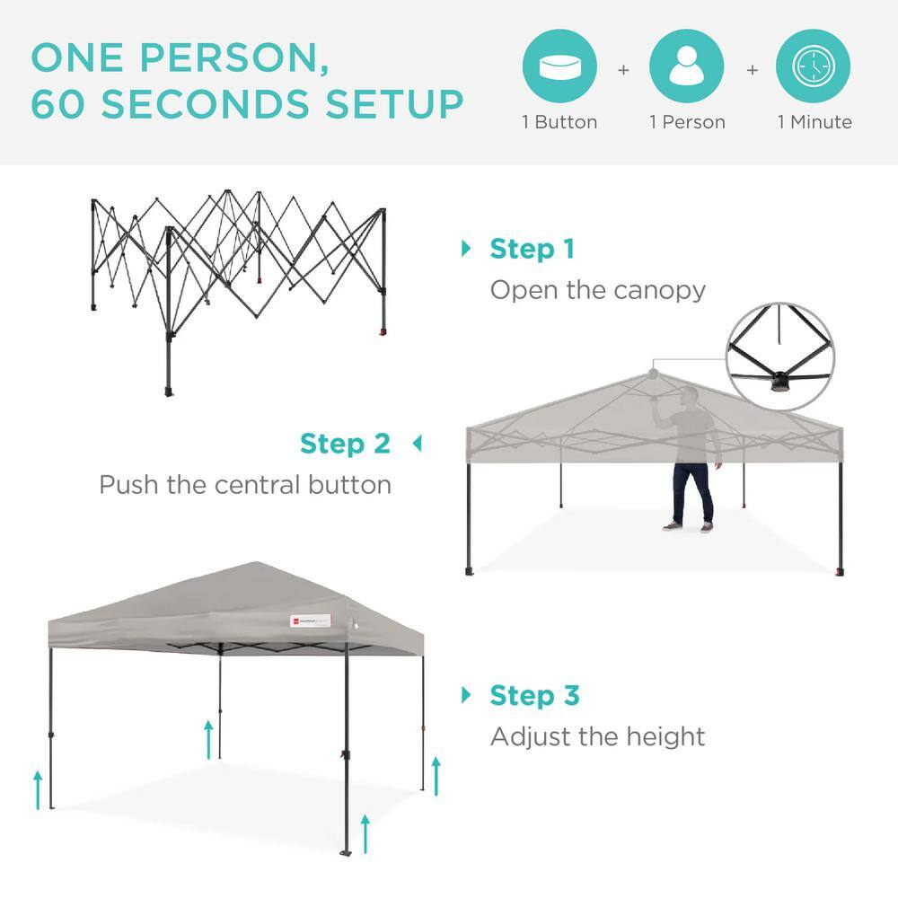 12 ft. x 12 ft. Light Gray Easy Setup Pop Up Canopy Instant Portable Tent with 1-Button Push and Carry Case - E5 - 995