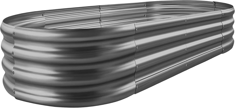 Land Guard 6 3 1 ft Galvanized Raised Garden Bed Kit  Raised Garden Boxes Outdoor, Oval Metal Raised Garden Beds for Vegetables, Flowers, Herbs Grey) - A11 - 1574
