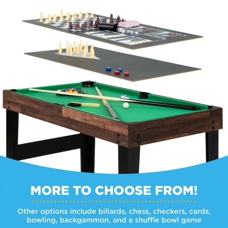 Best Choice Products 2x4ft 10-in-1 Combo Game Table Set w/ Hockey, Foosball, Pool, Shuffleboard, Ping Pong - Dark Wood - C8 - 1413