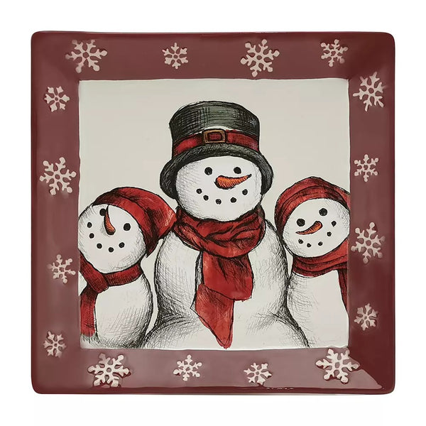 5 pic set St. Nicholas Square Yuletide Square Dinner Plate, Rhubarb -B9-1239