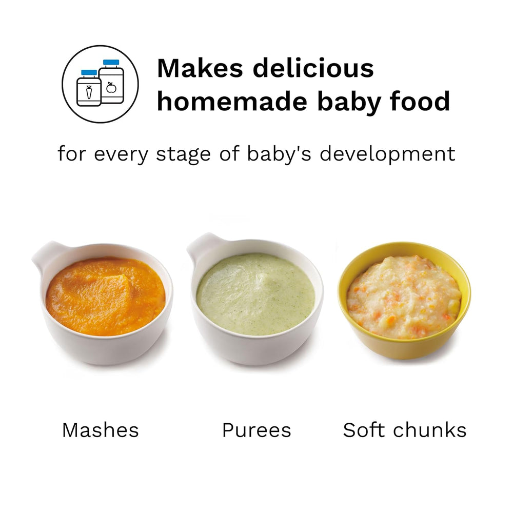 Baby Brezza One Step Baby Food Maker Deluxe   Auto shut Off, Dishwasher Safe Cooker and Blender to Steam + Puree Organic Food for Infants + Toddlers - Set of 3 Pouches + 3 Funnels - B10 - 1249