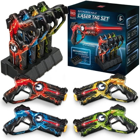 Best Choice Products Set of 4 Rechargeable Laser Tag Blasters No Vests Needed w/Docking Station - Red/Yellow/Blue/Green - E5 - 992