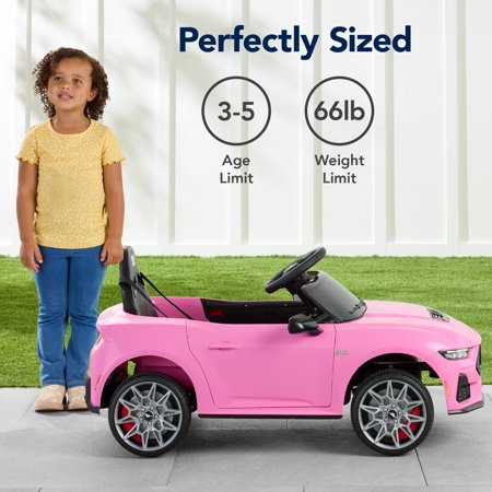 Best Choice Products Kids 12V Electric Ride-On Car Officially Licensed Ford Mustang w/ Remote, LED Lights - Pink - A6 - 1416