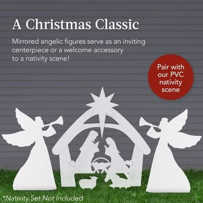 Best Choice Products 3ft Set of 2 Christmas Angel Yard Decorations w/ Weather-Resistant PVC, 4 Stakes - H9 - 1151