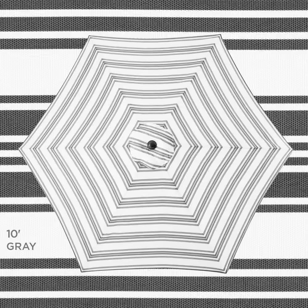 10 ft. Steel Market Tilt and Crank Patio Umbrella in Gray Stripe - K13 - 1935
