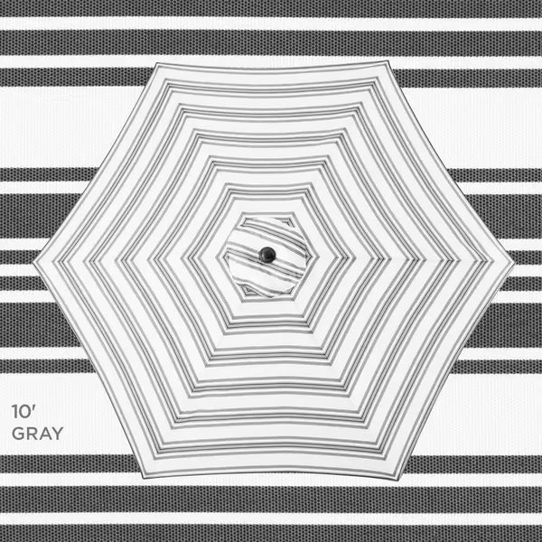 10 ft. Steel Market Tilt and Crank Patio Umbrella in Gray Stripe - K13 - 1935