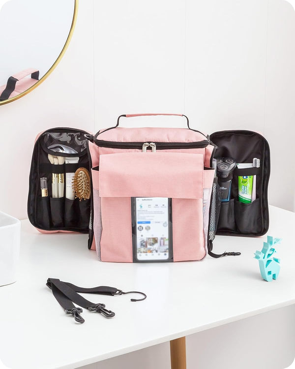 Baffect Shower Caddy Bag Dorm, Shower Bag Hanging With Mesh Bottom, Portable Shower Bag For College, Camper, Travel, Gym, Pink Shower Caddy For Girl 1976