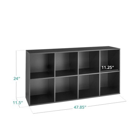 Best Choice Products 8-Cube Bookshelf, 11in Display Storage System, Organizer w/ Removable Back Panels - Black - G7 - 968