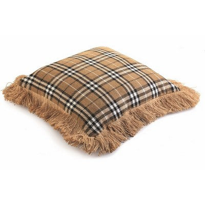 Plum & Post Herringbone Burlap & Plaid Pillow- G13 - 1775