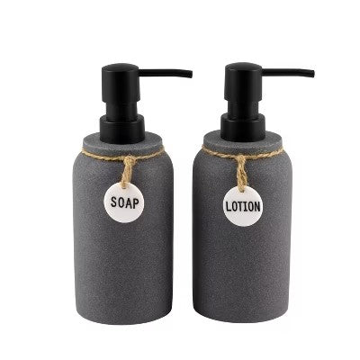 2pc Eton Lotion Pump Set Dark Gray - Allure Home Creations: Resin & Plastic, Hand Wash, 12.68oz Capacity - F12 - 294