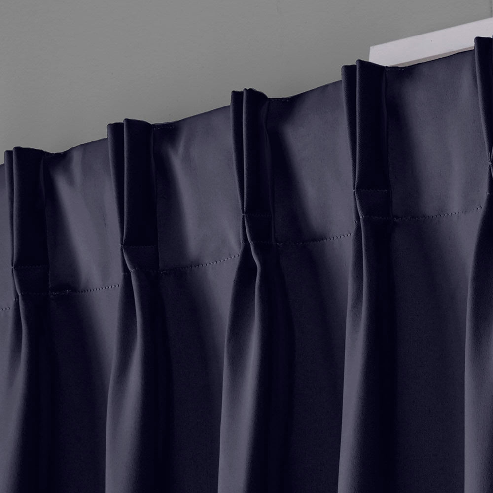Exclusive Home 108-in Peacoat Blue Room Darkening Interlined Pinch Pleat Curtain Panel Pair -G13-1929