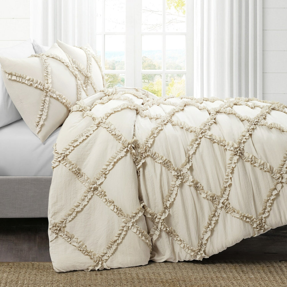 Lush Decor Neutral Solid King Comforter with (Fill) - G6 - 866