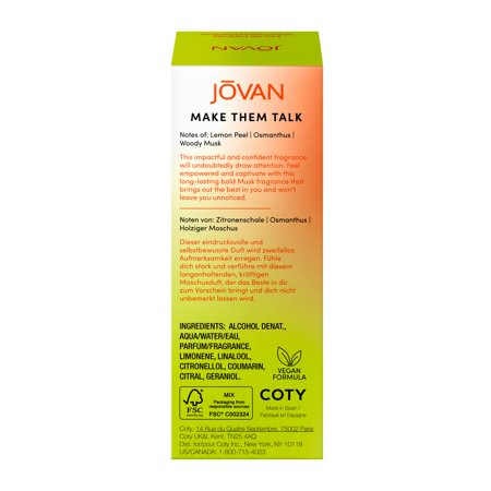 Jovan Make Them Talk Unisex Eau de Parfum Spray Modern Musk 3.4 oz -F5-0021