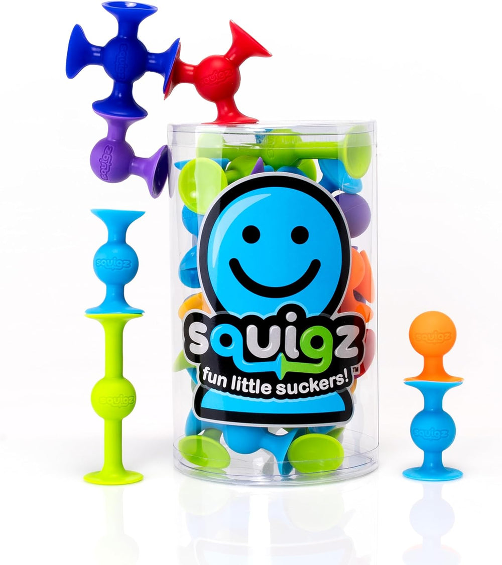 Fat Brain Toys Squigz Starter Set, 24 Piece Suction Bath Toys, Sensory Toys for Kids 3 and Up 1460