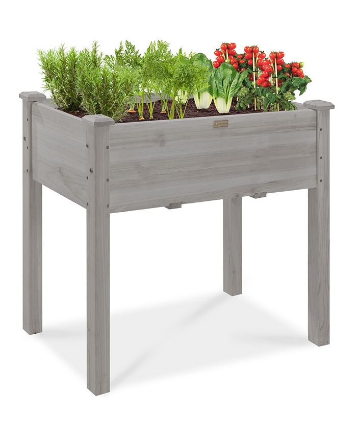 Best Choice Products 34x18x30in Raised Garden Bed, Elevated Wood Planter Box for Kids, Patio w/ Bed Liner - Gray - NO SIZE -C7-0413