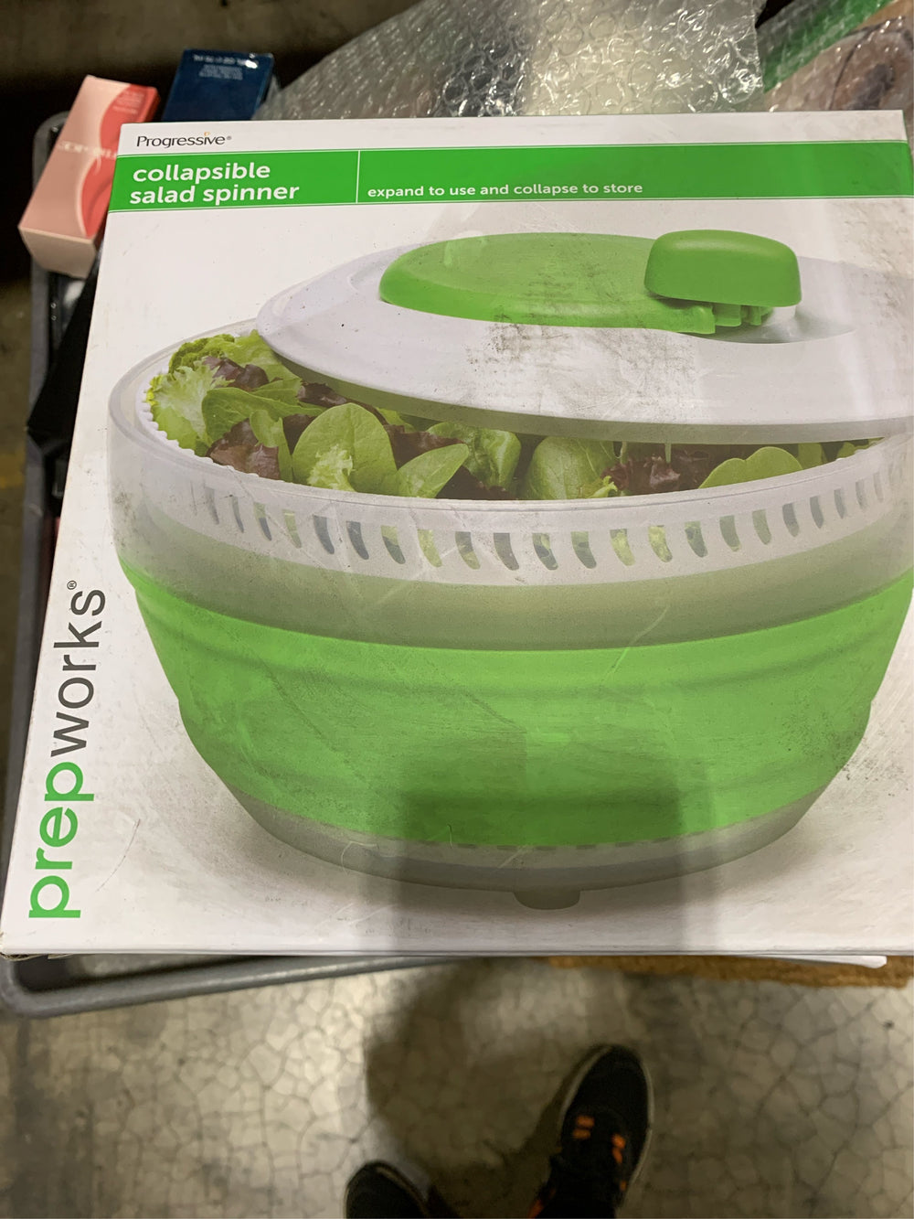 Progressive Prepworks Green/White Plastic Collapsible Salid Spinner 3 quite -F2-0678 -F2-0679 -F2-0680 -B4-1081
