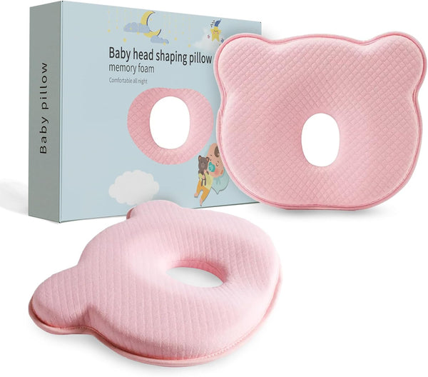 Soft and Breathable Baby Pillow with Memory Foam and Bear Design (Pink) 1747
