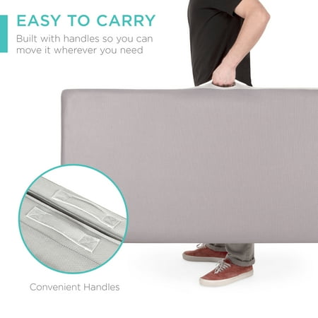 Best Choice Products 4in Thick Folding Portable Queen Tri-Fold Mattress w/ Carry Case, Washable Cover - Gray 1771 -K2-0039 -C9-0418