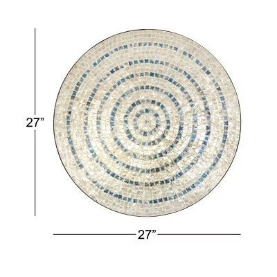 Mother of Pearl Plate Handmade Mosaic Wall Decor Beige - Olivia & May -B4-1057