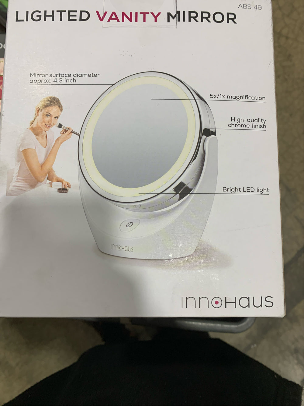 5x Magnifying Double-Sided Cosmetic Vanity Makeup Mirror Illuminated LED Lights 360  Degree Swivel Rotation On/Off Button Chrome Finish Cordless - K7 - 205 -A7-0390 -E1-0648 -E2-0672 -E4-0753 -E4-0754 -A5-1102