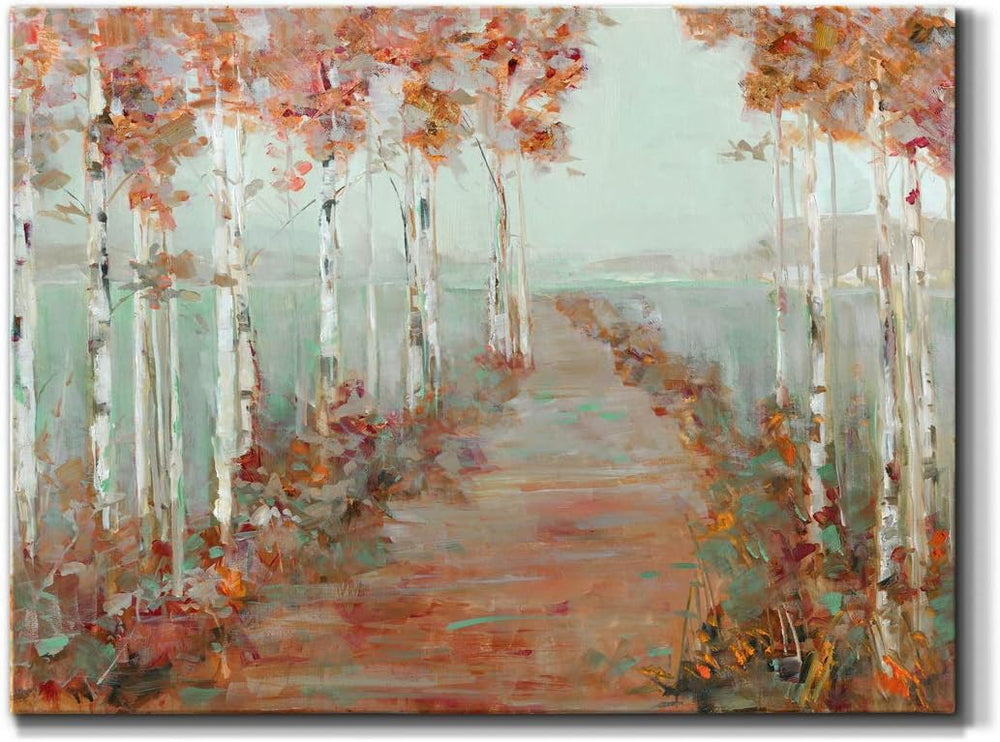 Renditions Gallery Birch Trees Wall Art, Autumnal Tree Artwork, Beautiful Nature Scene, Premium Gallery Wrapped Canvas D cor, Ready to Hang, 18 in H x 27 in W, Made in America Print