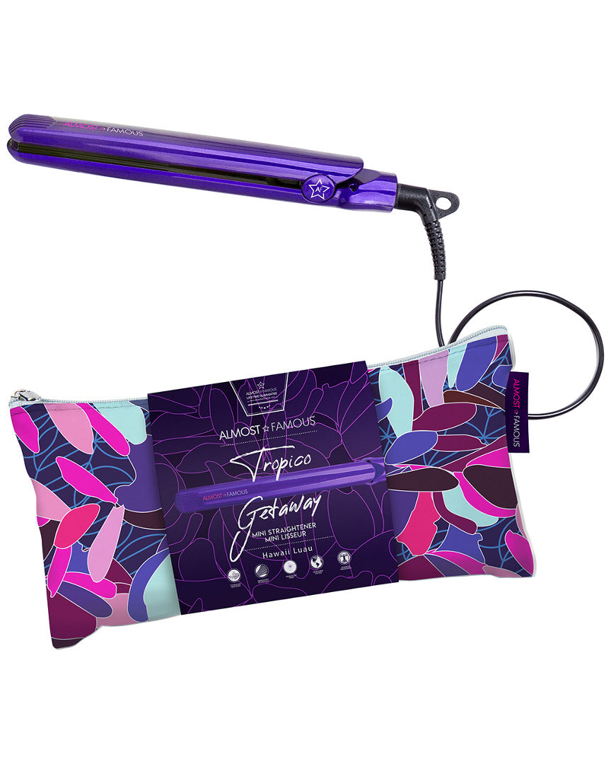Almost Famous - 0.5 Inch Tropico Getaway Mini Travel Flat Iron with Designer Bag - Hawaii Luau - G6 - 915