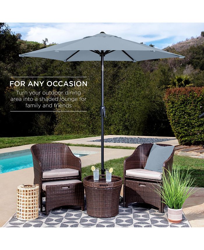 Best Choice Products 7.5ft Heavy-Duty Outdoor Market Patio Umbrella w/ Push Button Tilt, Easy Crank - Blue - F1 - 1956