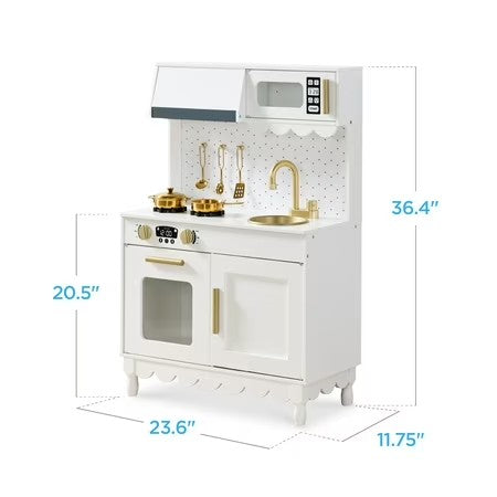 Best Choice Products Wooden Cottage Kids Pretend Play Kitchen with 5 Accessories and Toy Storage - White - A12 - 1487 -G5-1651