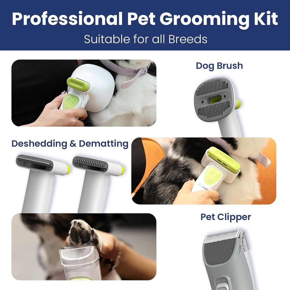PAWSPIK Professional Dog Grooming Vacuum Kit, Dogs & Cats, Direct Handheld Control, 7 Grooming Tools, Deshedding and Dematting for Grooming, Large 2.2L Dust Bin, UL, HEPA Filter - F4 - 828