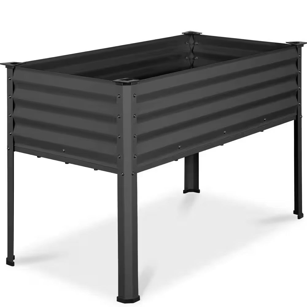 48 in. x 24 in. x 30 in. Charcoal Rectangle Galvanized Steel Raised Garden Bed Planter Box - E7 - 1022