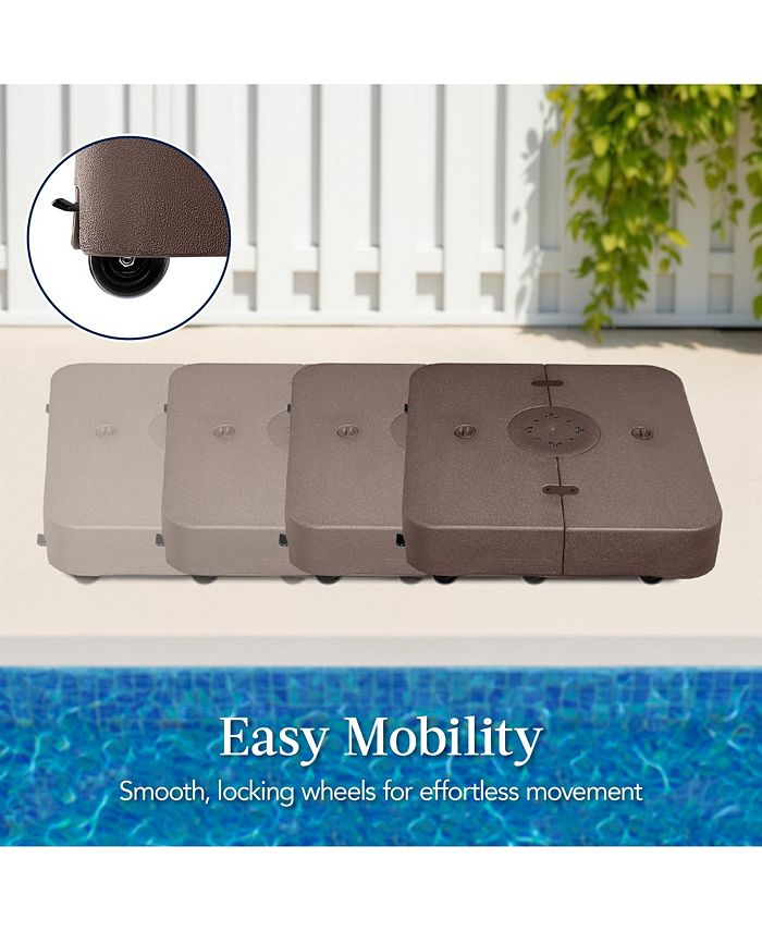 Best Choice Products Heavy-Duty Outdoor Cantilever Base Stand w/ Wheels, Locks, Fillable 330lb Capacity - Brown 1833