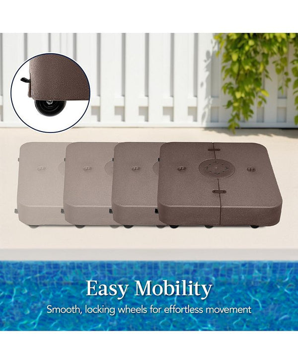 Best Choice Products Heavy-Duty Outdoor Cantilever Base Stand w/ Wheels, Locks, Fillable 330lb Capacity - Brown 1833