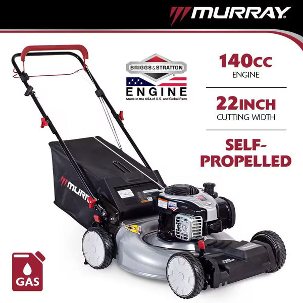 Murray 22 in. 140 cc Briggs & Stratton Walk Behind Gas Self-Propelled Lawn Mower with Front Wheel Drive and Bagger 1947